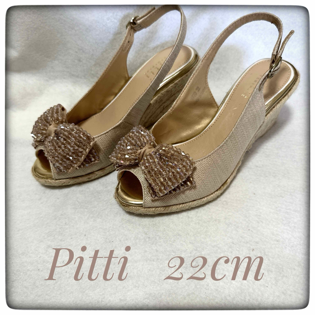 Pitti(ピッティ)のPitti/ピッティ/サンダル/リボン/ウェッジ/ジュートサンダル/22EE レディースの靴/シューズ(サンダル)の商品写真