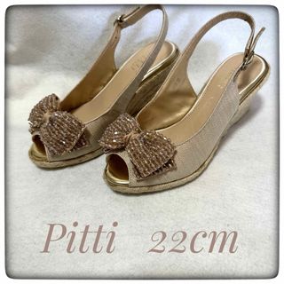 ピッティ(Pitti)のPitti/ピッティ/サンダル/リボン/ウェッジ/ジュートサンダル/22EE(サンダル)