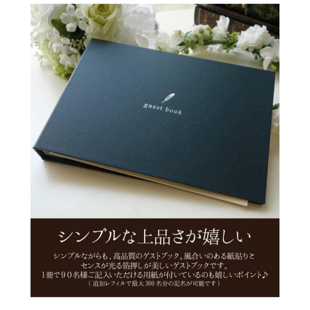 芳名帳　ゲストブック　ネイビー　ホワイト　2個セット ハンドメイドのウェディング(その他)の商品写真