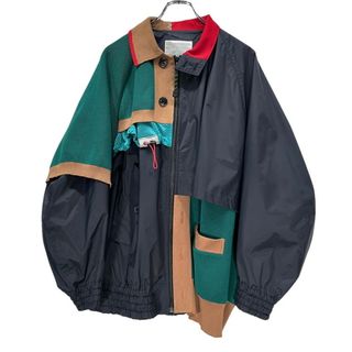 カラー(kolor)のkolor 22SS ZIP BLOUSON ニットドッキングナイロンジップブルゾン 解体 再構築 ジャケット 定価125,400円 22SCM-G01102(ブルゾン)