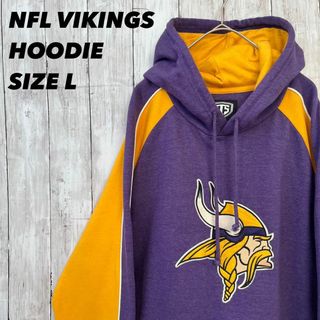 アメリカ古着NFL VIKINGSバイキングス　センター刺繍ロゴスエットパーカー(パーカー)