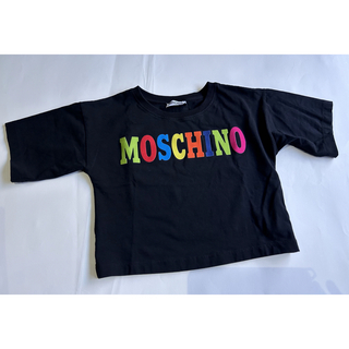 モスキーノ(MOSCHINO)の【USED美品】MOSCHINO/クロップド丈ロゴTシャツ/ブラック/8Y(Tシャツ/カットソー)