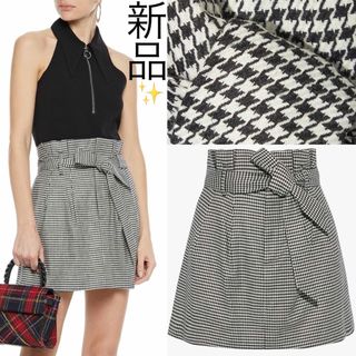 アリスアンドオリビア(Alice+Olivia)の新品 alice+olivia 千鳥柄 ベルトリボン×ペーパーバック スカート(ミニスカート)