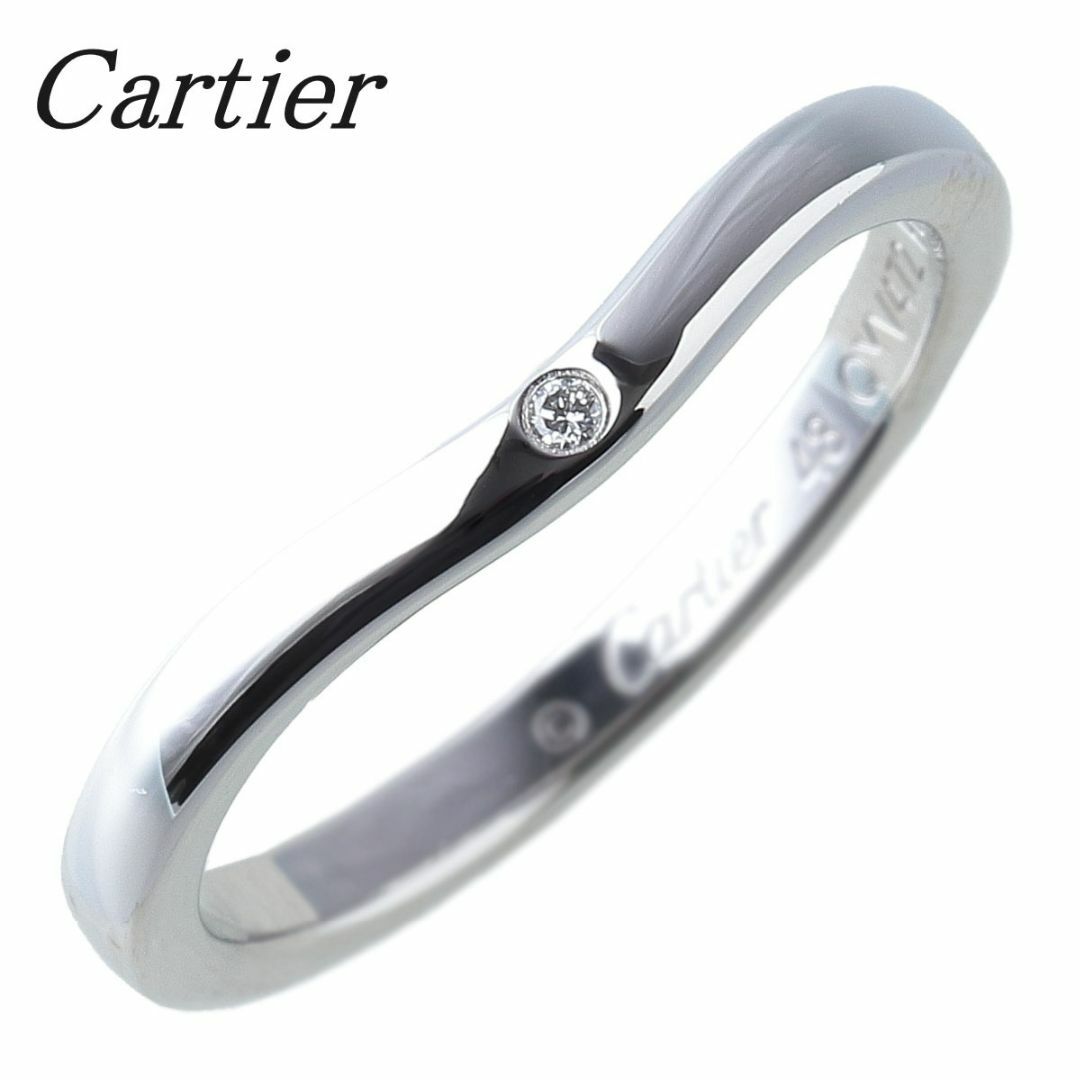 レディースカルティエ ダイヤ リング バレリーナ ウェディング カーブ 3PD #48 幅2.0mm PT950 新品仕上げ済 Cartier【14089】