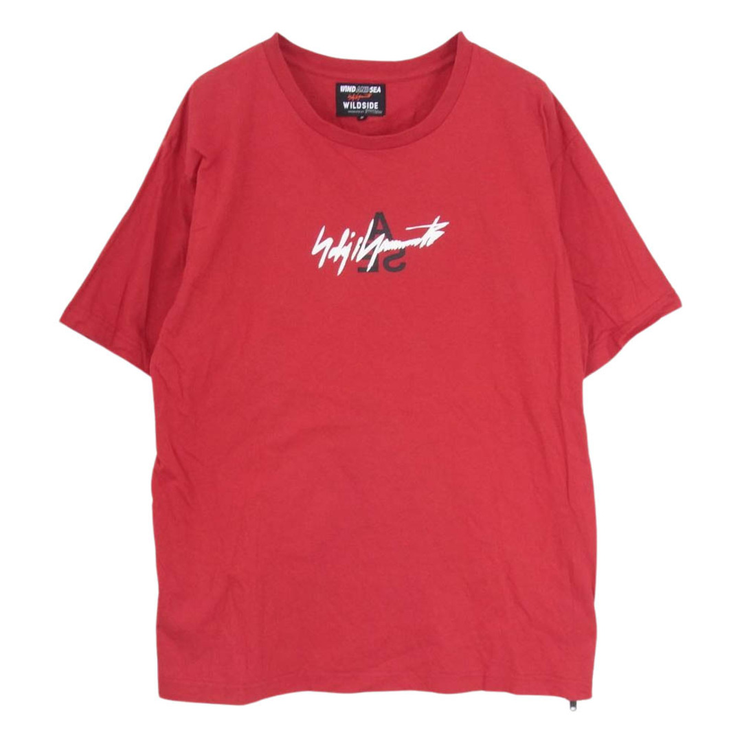 Yohji Yamamoto(ヨウジヤマモト)のYohji Yamamoto ヨウジヤマモト 22SS WILDSIDE ワイルドサイド × WIND AND SEA ウィンダンシー Triangle Logo T-shirt トライアングル ロゴ プリント スリッド ジップ 半袖 Tシャツ レッド系 2【中古】 メンズのトップス(Tシャツ/カットソー(半袖/袖なし))の商品写真