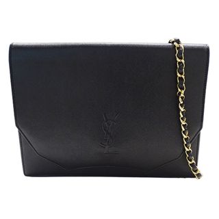 イヴサンローラン(Yves Saint Laurent)のイヴ・サンローラン YVES SAINT LAURENT バッグ レディース ブランド ショルダーバッグ クラッチバッグ チェーン レザー YSL ブラック ゴールド金具【中古】(ショルダーバッグ)