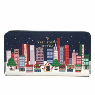 ケイトスペードニューヨーク(kate spade new york)の【新品】ケイトスペード 財布 長財布 KE695 960 (ネイビー系マルチ) kate spade ウィンター ワンダース レザー ラージ スリム ビルフォードウォレット アウトレット レディース(財布)