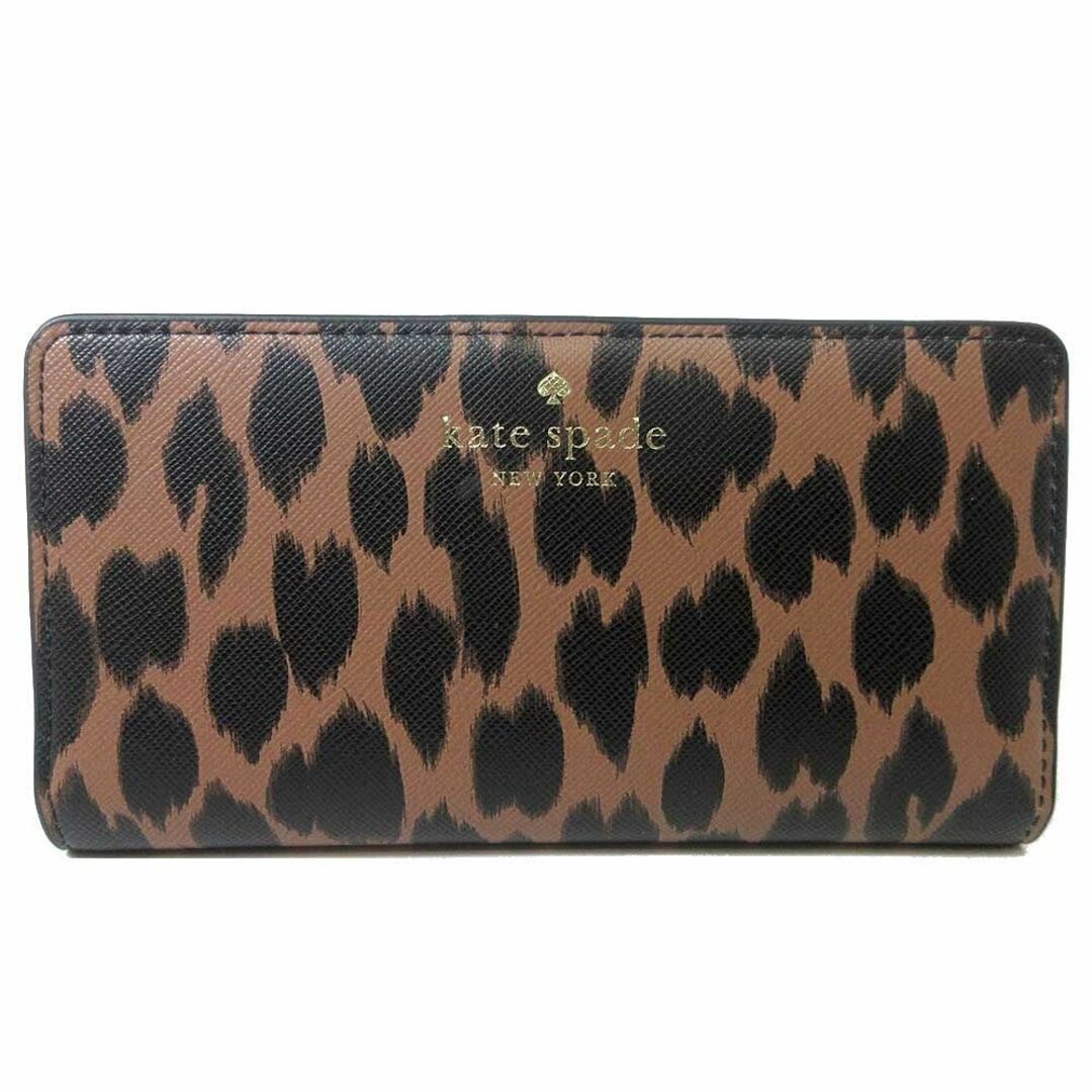 kate spade new york(ケイトスペードニューヨーク)の【新品】ケイトスペード 財布 長財布 KE814 960(ブラウン系×ブラック) kate spade スカイラー スポッティド アニマル プリント スリム ウォレット アウトレット レディース レディースのファッション小物(財布)の商品写真