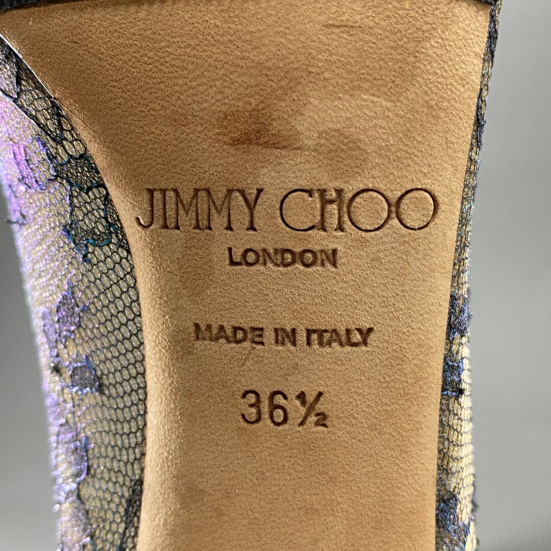 JIMMY CHOO(ジミーチュウ)の6a26 JIMMY CHOO ジミーチュウ イタリア製 ABEL アベル ハイヒール レース パンプス シューズ ポインテッドトゥ 36 1/2 グリーン MADE IN ITALY レディースの靴/シューズ(ハイヒール/パンプス)の商品写真