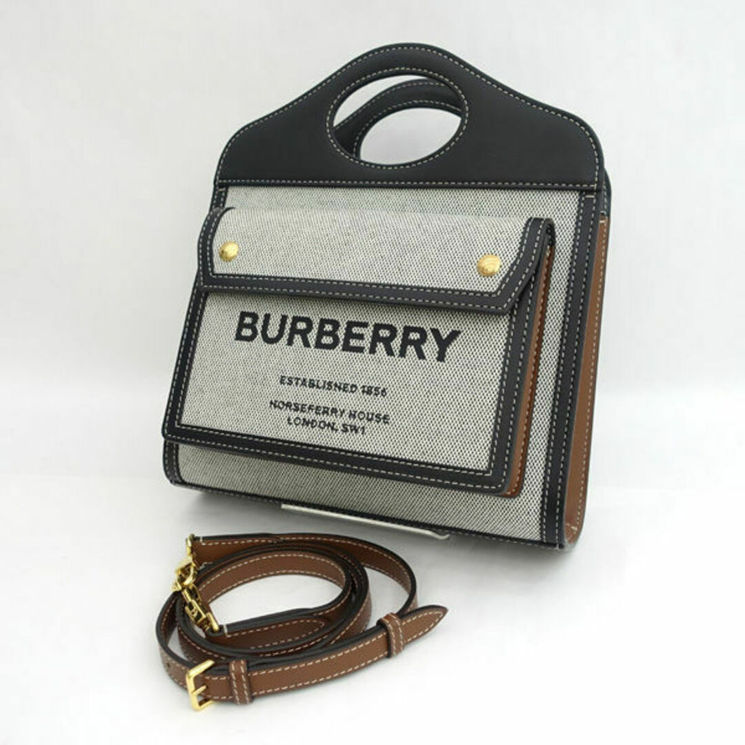 BURBERRY(バーバリー)のBURBERRY / バーバリー ◆ミニツートン キャンバス×レザー ポケットバッグ 2WAYバッグ 8039363 【バッグ/バック/BAG/鞄/カバン】 ブランド【中古】 [0220479704] レディースのバッグ(ハンドバッグ)の商品写真