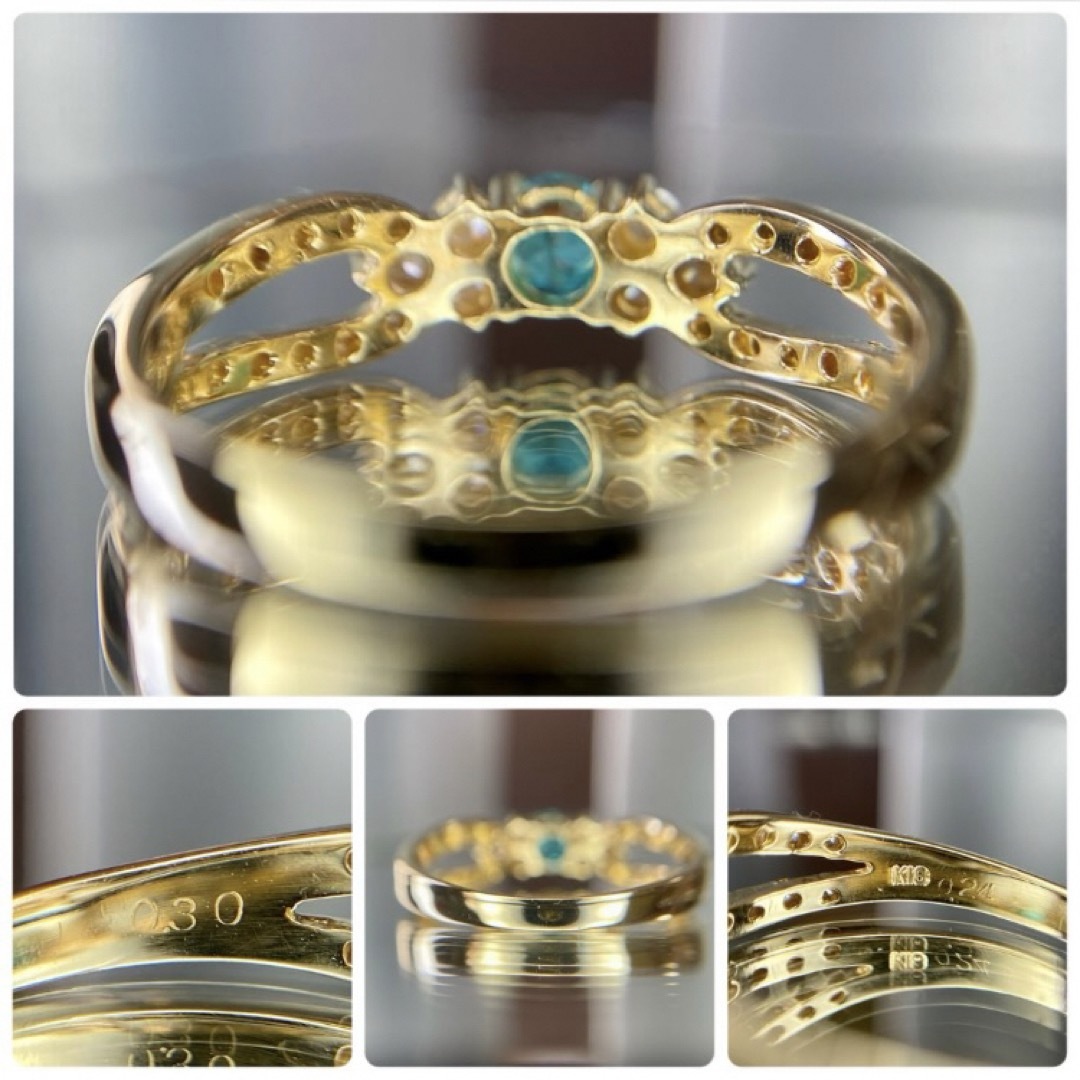 『専用です』天然パライバトルマリン ダイヤモンド 計0.54ct 中宝研ブラジル レディースのアクセサリー(リング(指輪))の商品写真