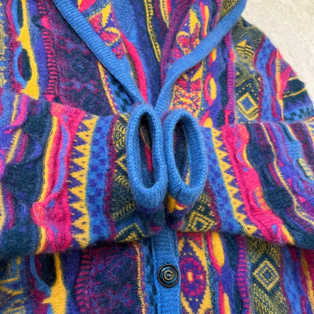 Coogi】カシミヤ100%! 3Dニット なじめ カーディガン 青ピンク Coogi】カシミヤ100%! 3Dニット なじめ カーディガン 青ピンク