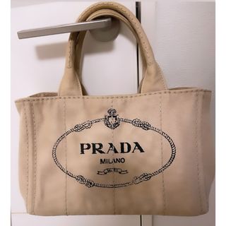 PRADA - プラダ キャンバストートバッグ 三角ロゴ ベージュ オレンジの ...