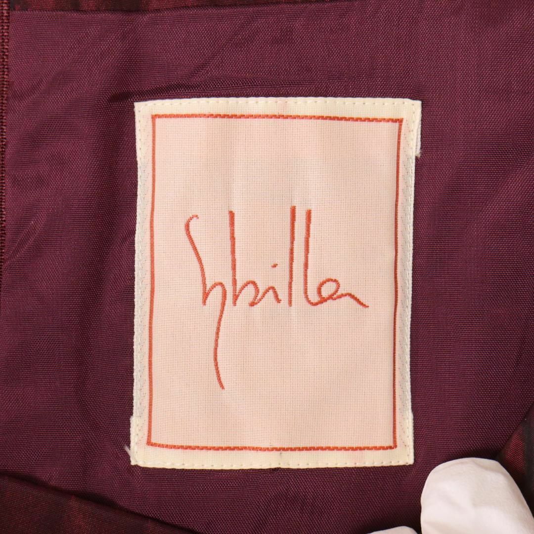 Sybilla(シビラ)のシビラ SYBILLA サテンワンピース 五分袖 ロング シルク M ボルドー レディースのワンピース(ロングワンピース/マキシワンピース)の商品写真