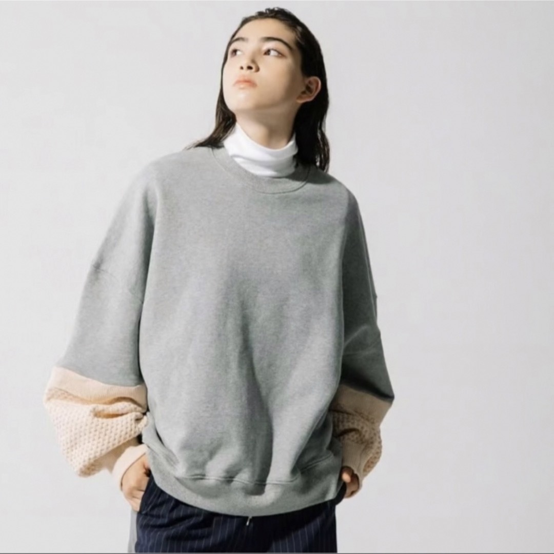 blanc basque(ブランバスク)のブランバスク　裏起毛ｘKnitスリーブ　長袖プルオーバー レディースのトップス(カットソー(長袖/七分))の商品写真