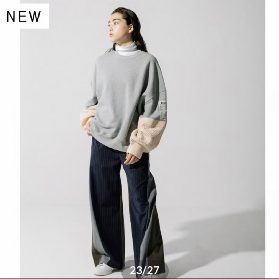 blanc basque(ブランバスク)のブランバスク　裏起毛ｘKnitスリーブ　長袖プルオーバー レディースのトップス(カットソー(長袖/七分))の商品写真