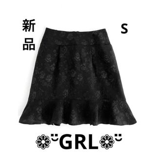 グレイル(GRL)のインパン裏地付き花柄ジャガードミニスカート　ブラック　S(ミニスカート)