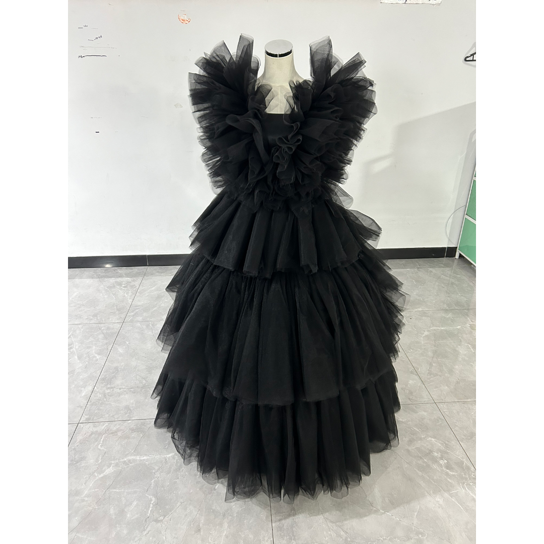 上品！ブラック フレアスカート ノースリーブ ビスチェ ソフトチュール 花嫁