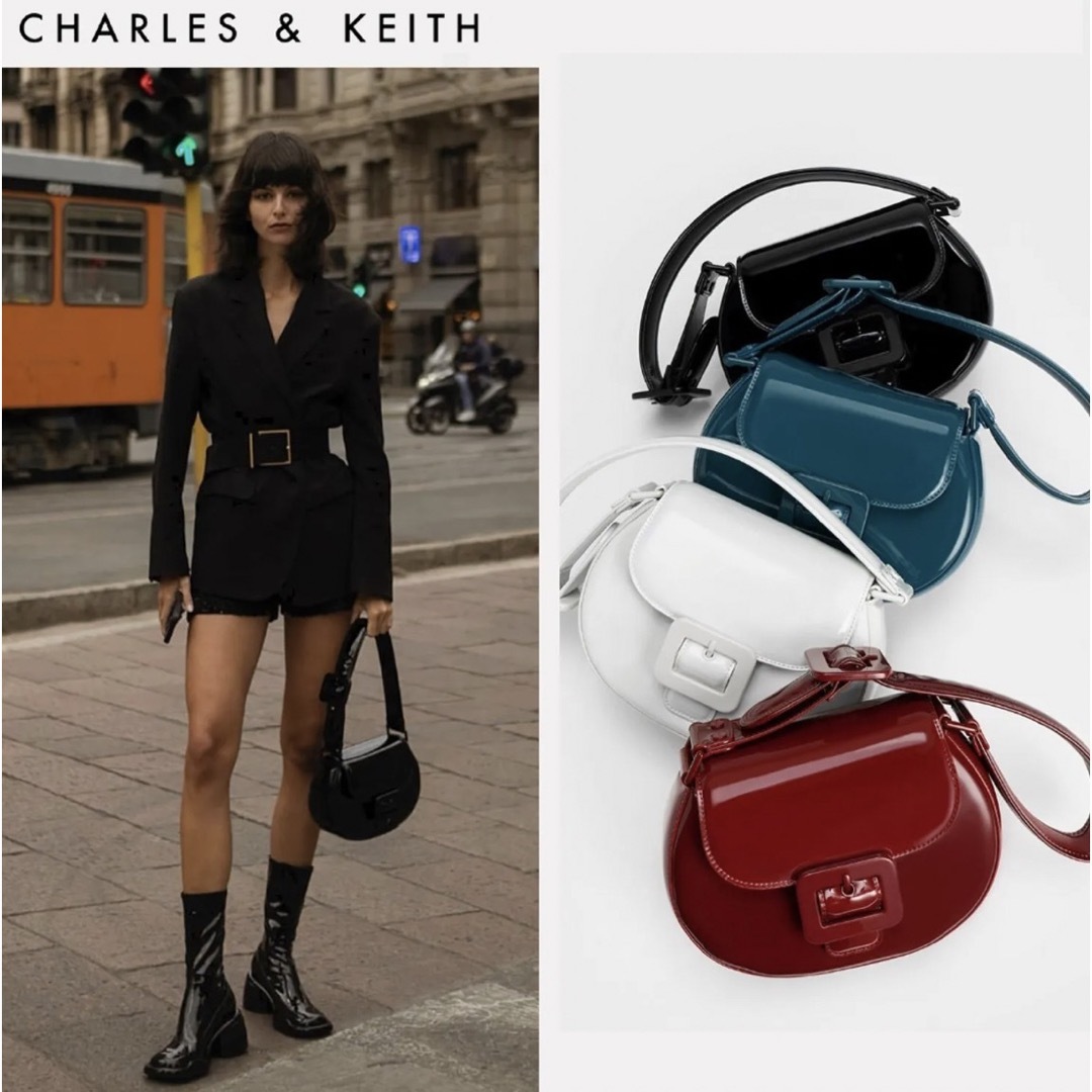 Charles and Keith(チャールズアンドキース)のチャールズアンドキース　charles&keith バッグ　itzy エナメル　 レディースのバッグ(ショルダーバッグ)の商品写真