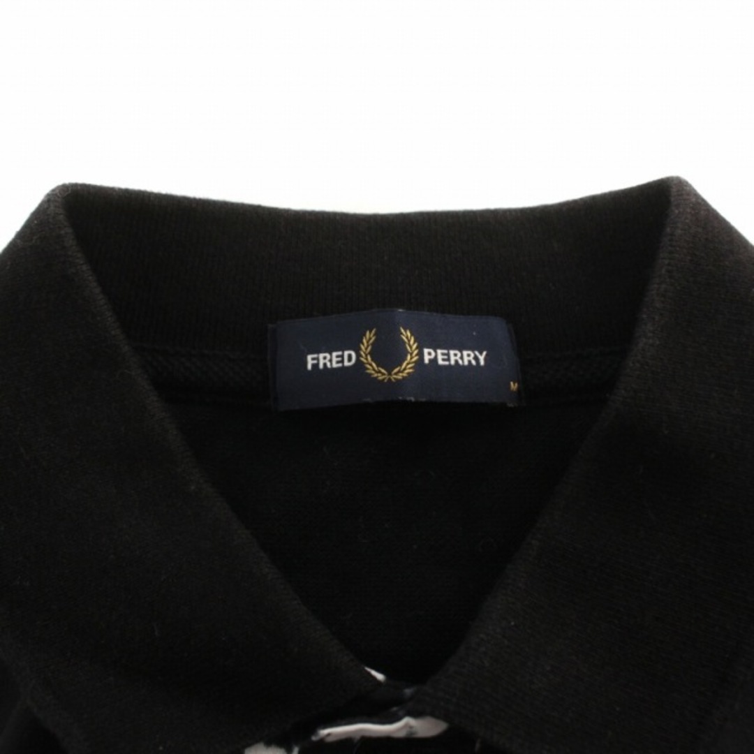 FRED PERRY(フレッドペリー)のフレッドペリー FRED PERRY ポロシャツ 半袖 切替 総柄 M 黒 白 メンズのトップス(ポロシャツ)の商品写真