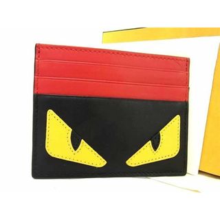 フェンディ(FENDI)の■新品同様■ FENDI フェンディ モンスター レザー カードケース カード入れ パスケース 定期入れ ブラック系×レッド系 AU7700 (その他)