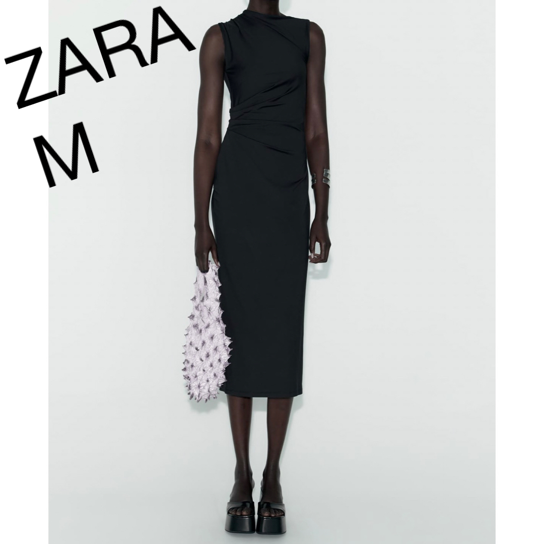 ZARA(ザラ)のフィットワンピースドレープサイド レディースのワンピース(ロングワンピース/マキシワンピース)の商品写真