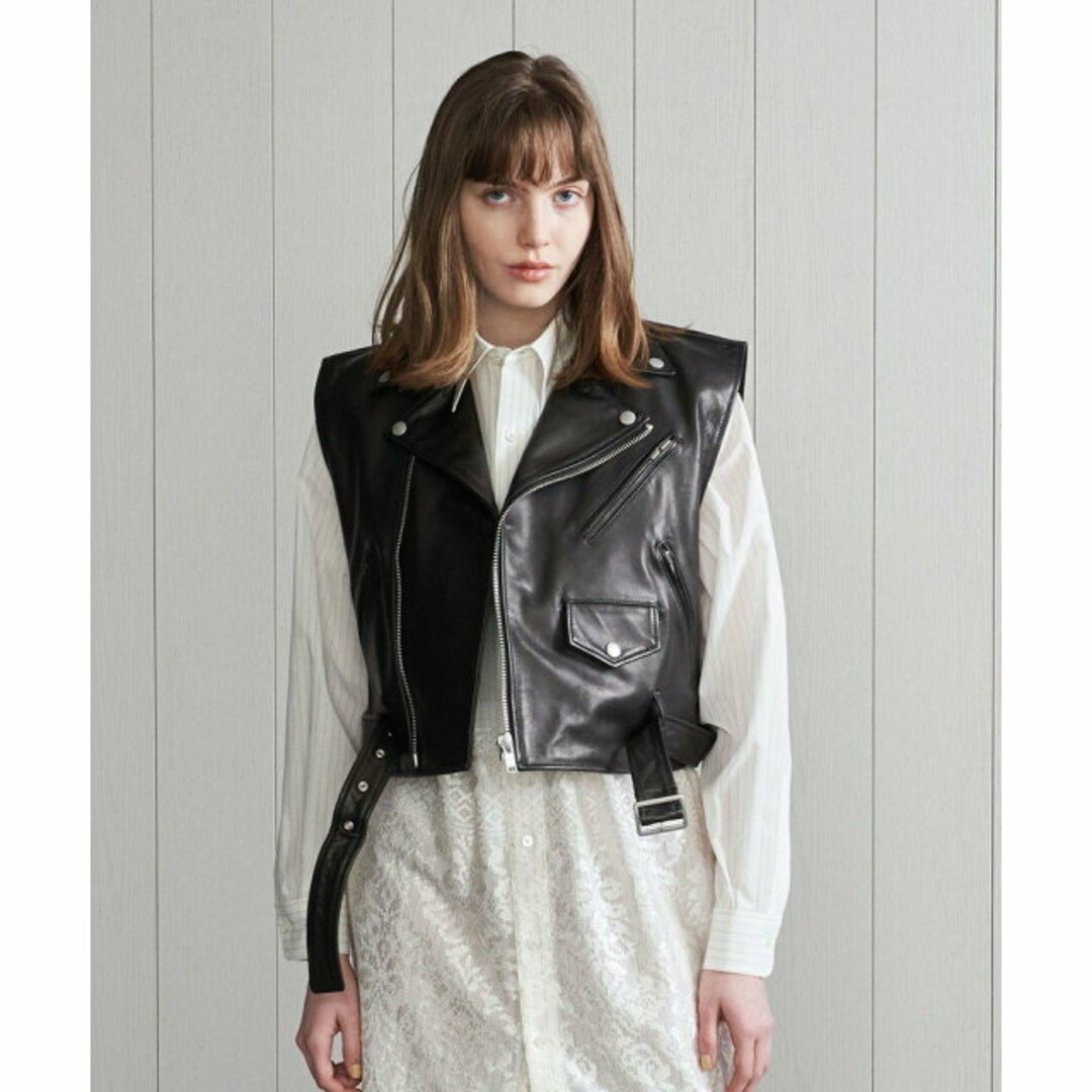 BEAUTY&YOUTH UNITED ARROWS(ビューティアンドユースユナイテッドアローズ)の【BLACK】<H>LEATHER RIDERS VEST/ベスト レディースのジャケット/アウター(その他)の商品写真