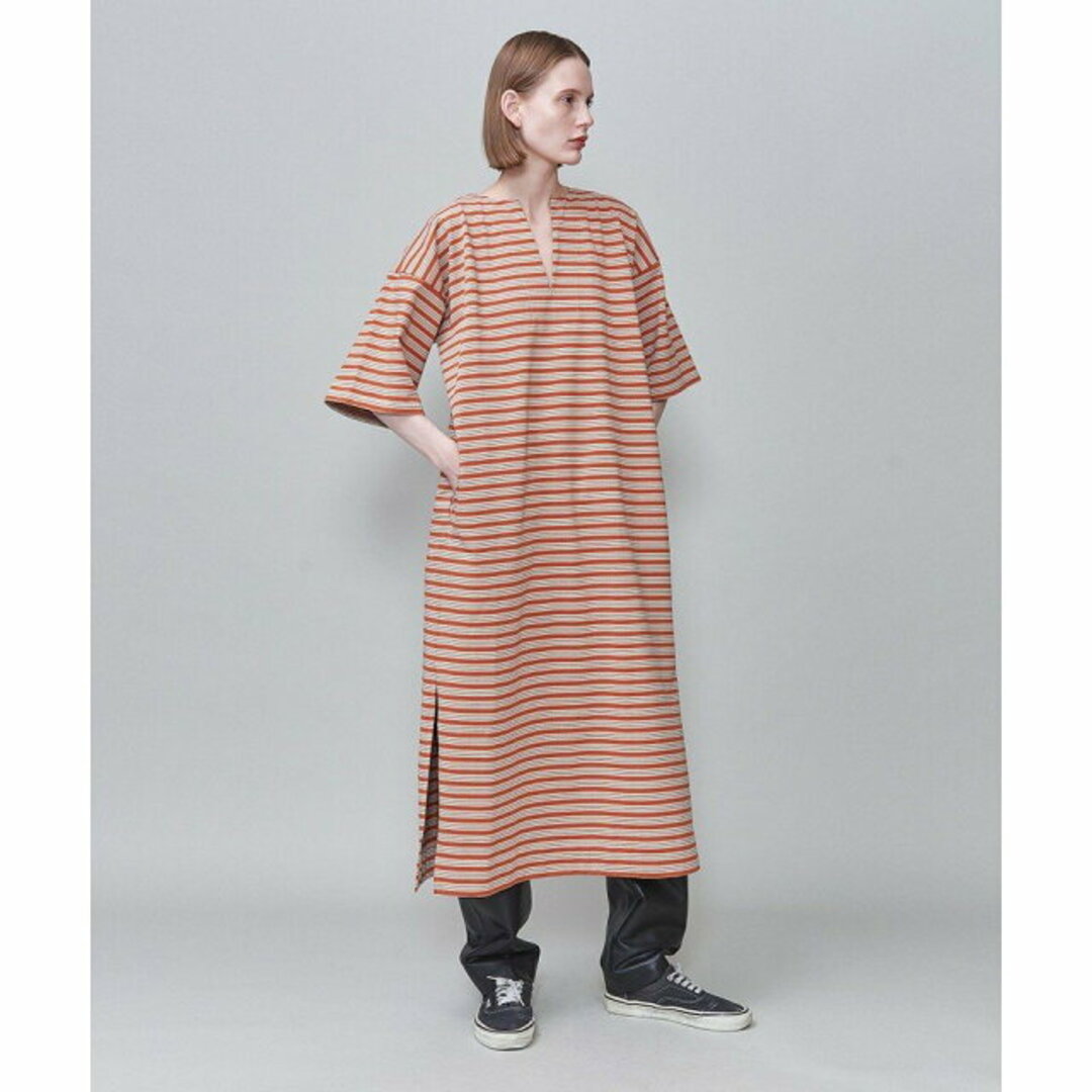 6 (ROKU)(ロク)の【ORANGE】<6(ROKU)>COTTON BORDER WIDE DRESS/ワンピース レディースのワンピース(ロングワンピース/マキシワンピース)の商品写真