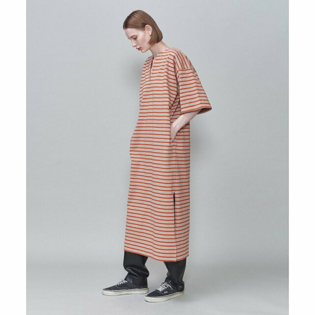 6 (ROKU)(ロク)の【ORANGE】<6(ROKU)>COTTON BORDER WIDE DRESS/ワンピース レディースのワンピース(ロングワンピース/マキシワンピース)の商品写真