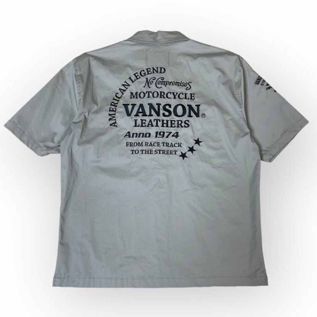 VANSON(バンソン)のVANSON バンソン ストレッチ生地 ワッペン 刺繍 半袖 ワークシャツ メンズのトップス(シャツ)の商品写真