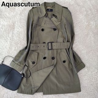 アクアスキュータム(AQUA SCUTUM)の稀少 アクアスキュータム シルク トレンチコート 玉虫色 ベルト付き スプリング(トレンチコート)