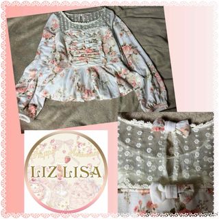 リズリサ(LIZ LISA)のリズリサ★良品★バックリボン★レース切り替え★胸元ギャザー★カットソー(シャツ/ブラウス(長袖/七分))