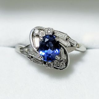 ダイヤモンド×サファイア リング Pt900 0.99ct 6.9g(リング(指輪))