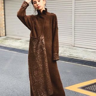 アメリヴィンテージ(Ameri VINTAGE)のAmeri UNDRESSED CUSTOM RAP LONG KNIT TOP(ロングワンピース/マキシワンピース)