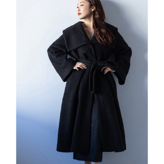 ROPEの黒コート　 襟大きめでエレガント✨　重ね着しやすいサイズ40