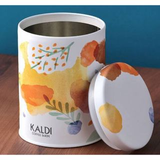 カルディ(KALDI)のカルディ　キャニスター缶（リーフ柄） 1個(容器)