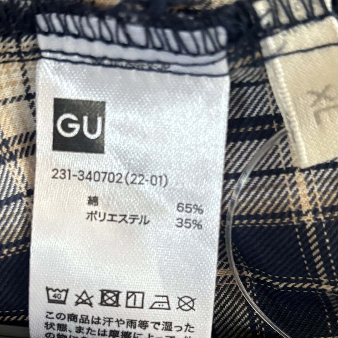 GU(ジーユー)のGU【XL】ダブルボタンチェックシャツ オーバーサイズ ブルー レディースのトップス(シャツ/ブラウス(半袖/袖なし))の商品写真