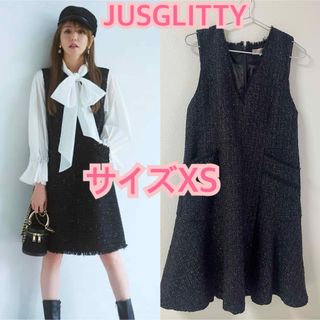 ジャスグリッティー(JUSGLITTY)のジャスグリッティー ラメツイードジャンスカ(ミニワンピース)