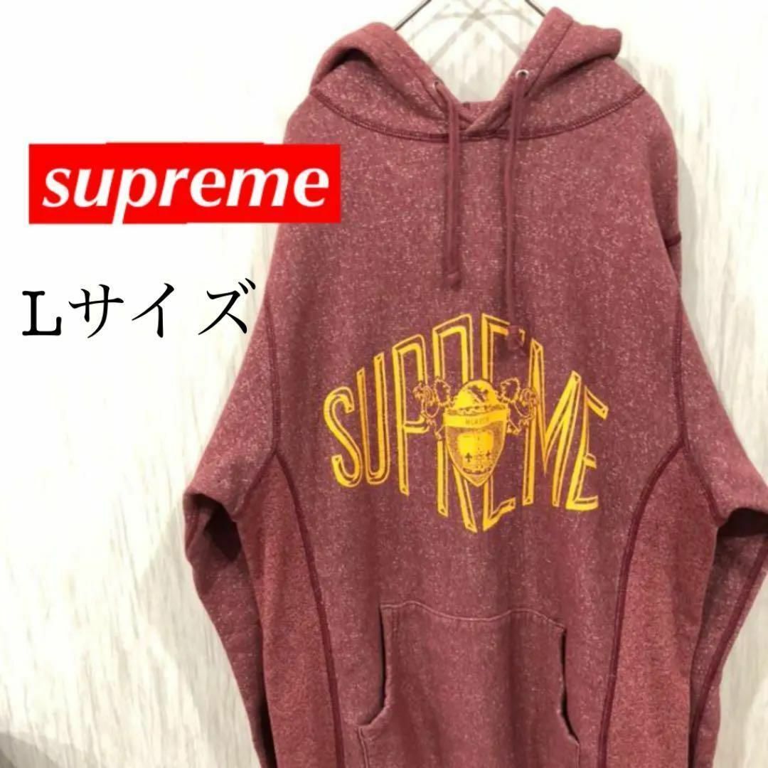 素材コットン100%シュプリーム supremeプルオーバー　パーカー　フルロゴ　霜降り