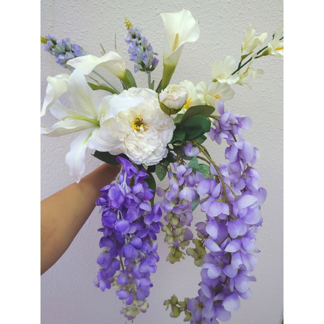 fuji purple white Bouquet ハンドメイドのウェディング(ブーケ)の商品写真