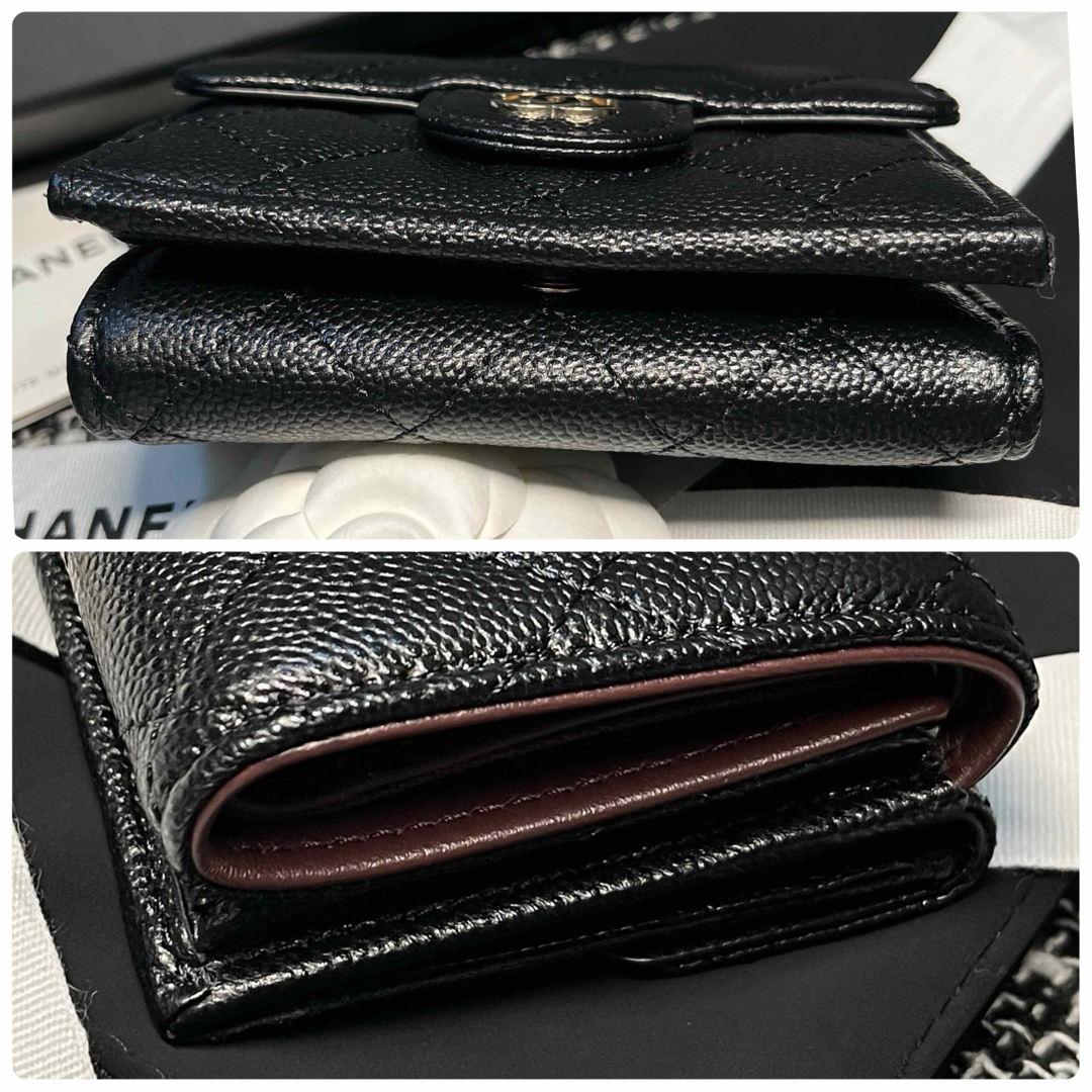 CHANEL(シャネル)のCHANEL ★未使用品　マトラッセ　キャビアスキン  コンパクトウォレット　黒 レディースのファッション小物(財布)の商品写真