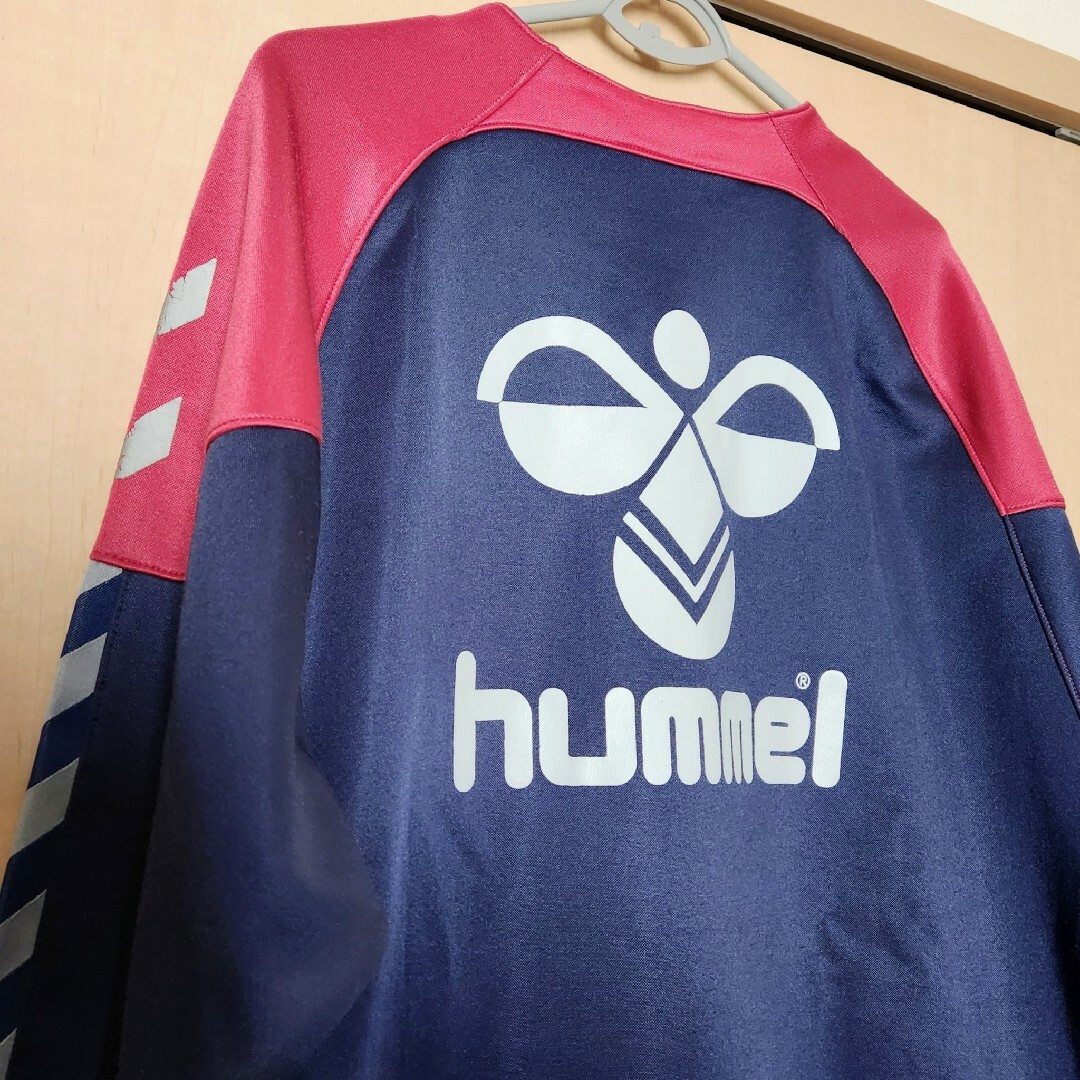 hummel(ヒュンメル)のヒュンメル トレーニング トップ Ｌ 背面 ビッグ ロゴ ジャージ used スポーツ/アウトドアのサッカー/フットサル(ウェア)の商品写真