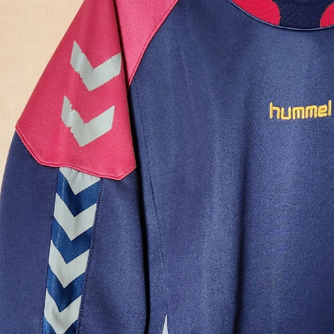 hummel(ヒュンメル)のヒュンメル トレーニング トップ Ｌ 背面 ビッグ ロゴ ジャージ used スポーツ/アウトドアのサッカー/フットサル(ウェア)の商品写真
