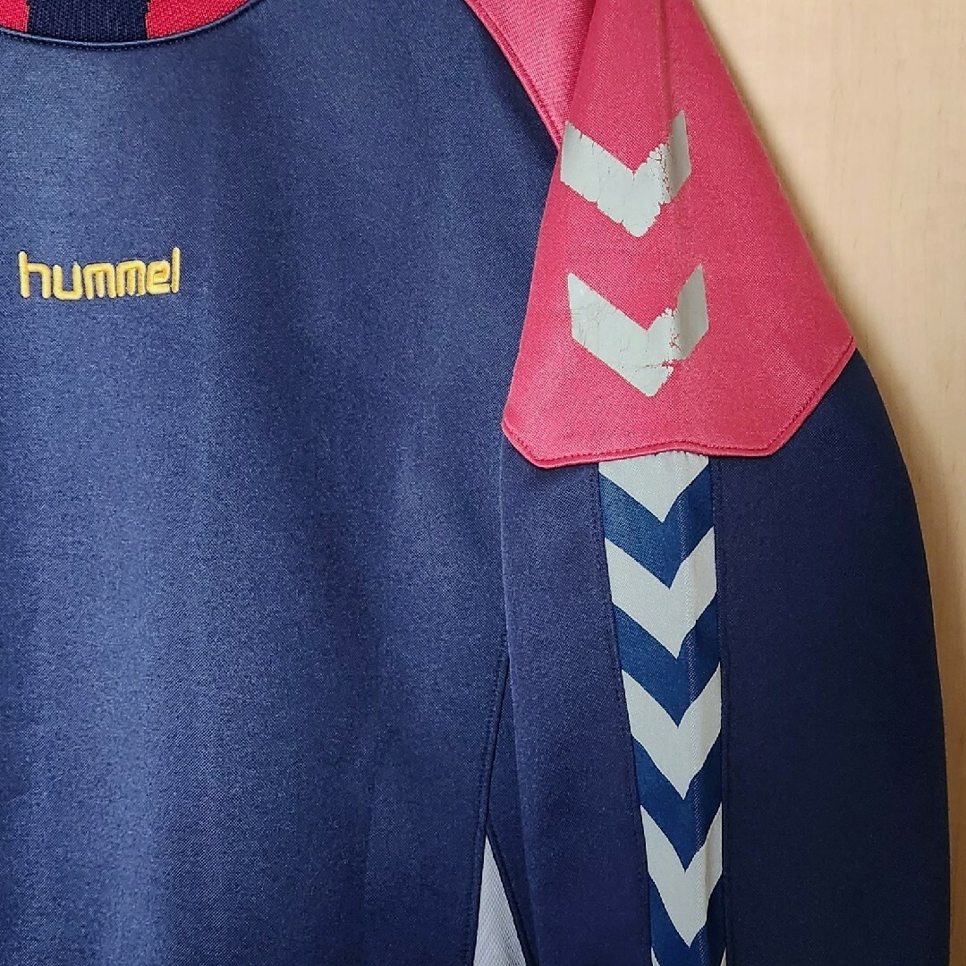 hummel(ヒュンメル)のヒュンメル トレーニング トップ Ｌ 背面 ビッグ ロゴ ジャージ used スポーツ/アウトドアのサッカー/フットサル(ウェア)の商品写真