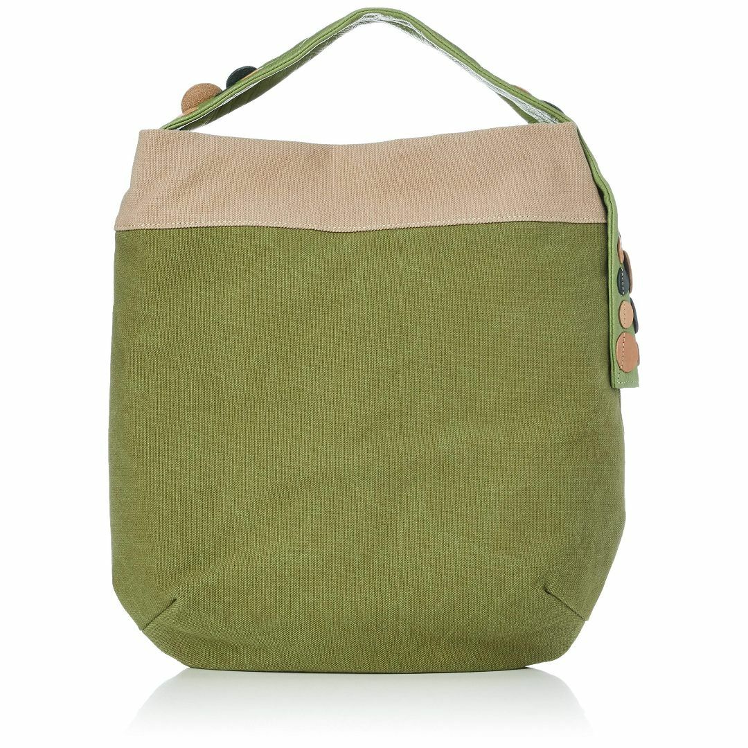 【色: グリーン】[レッセフェール] トートバッグ 本革使用 セミショルダー ババッグ