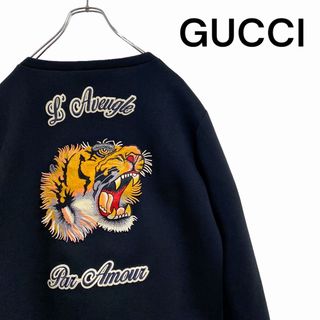 グッチ(Gucci)の【レア】GUCCI スヌーピー コラボ タイガー 刺繍 スウェット M 黒(スウェット)