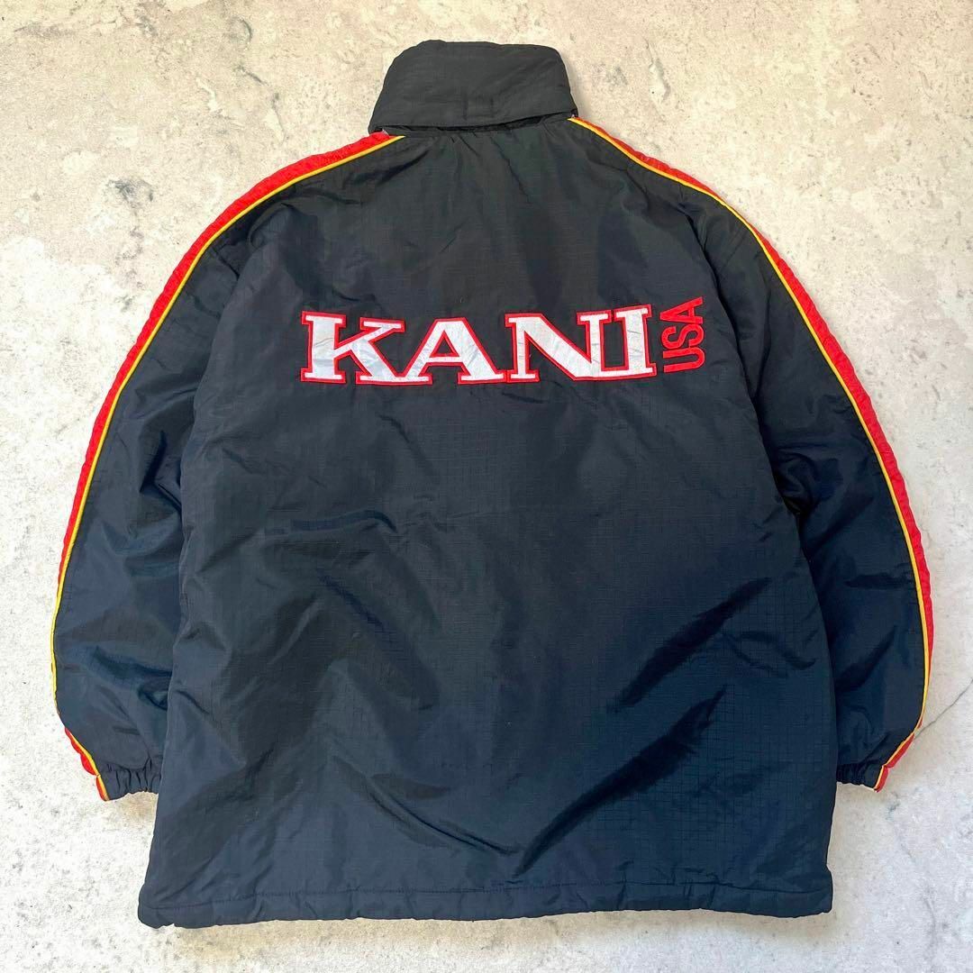 Karl Kani(カールカナイ)の【レア 90s USA製】カールカナイ 刺繍ロゴ中綿入り ナイロンジャケット 黒 メンズのジャケット/アウター(ナイロンジャケット)の商品写真