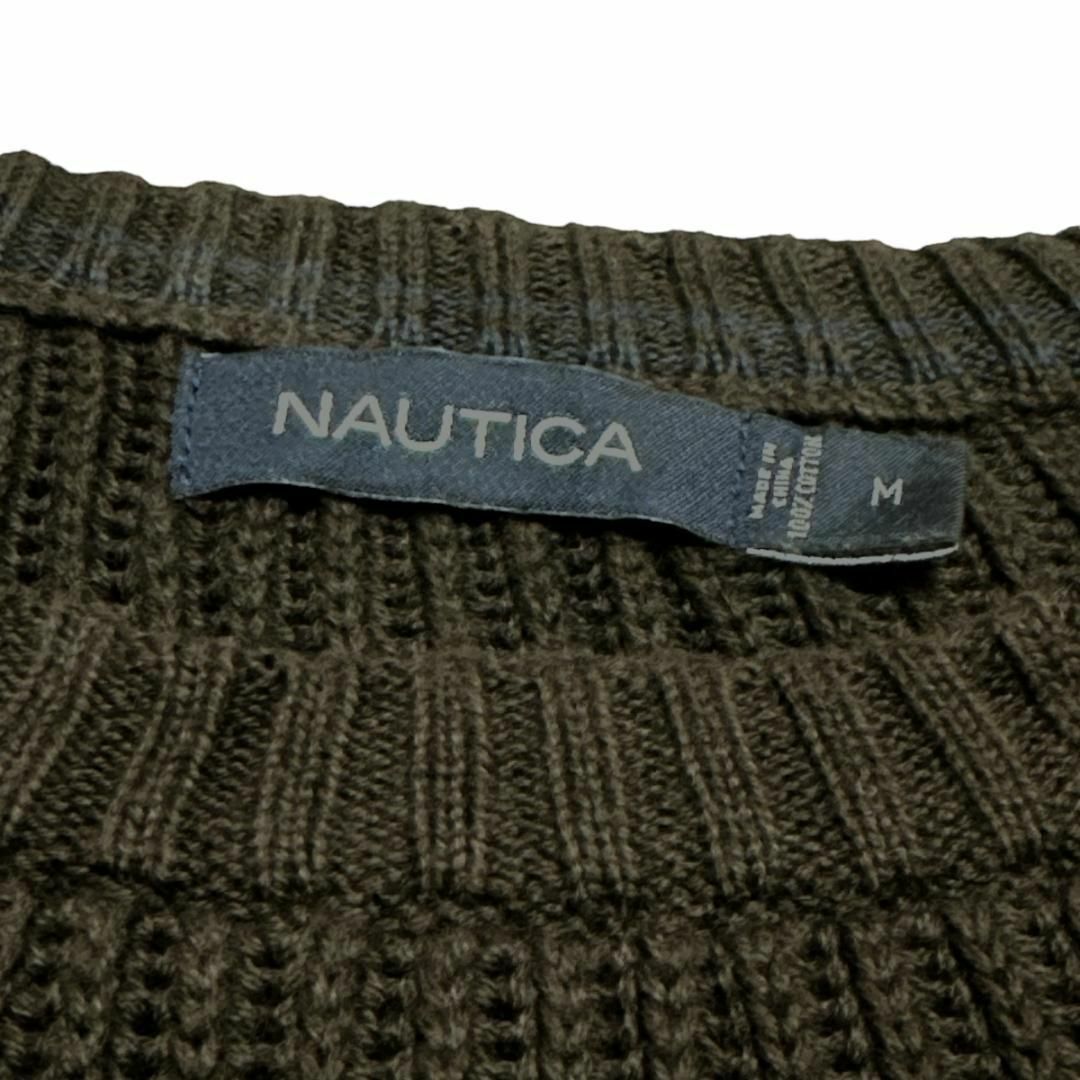 NAUTICA(ノーティカ)のNAUTICA コットン ニットセーター 刺繍ロゴ 無地 US古着 d93 メンズのトップス(ニット/セーター)の商品写真