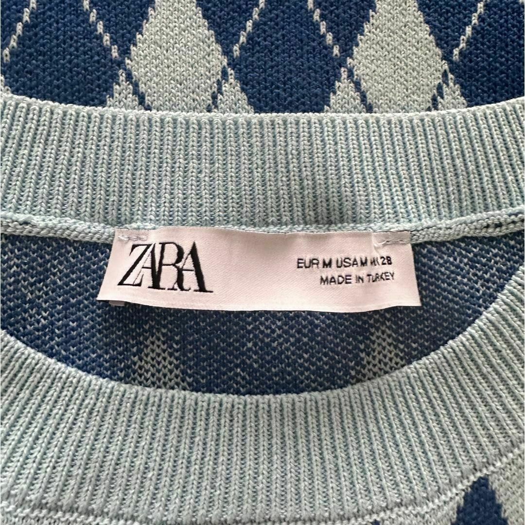 ZARA(ザラ)の【美品】ZARA アーガイルニットワンピース M レディースのワンピース(ミニワンピース)の商品写真