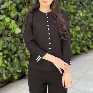 ボーダーズアットバルコニー(BORDERS at BALCONY)の【新品】ボーダーズアットバルコニー BUTTONED TWILL BLOUSE(シャツ/ブラウス(長袖/七分))